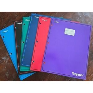 Vtg 6 Pack Mead Trapper Keeper Portfolio 2 Pocket 3 Ring Color Folders 1996 READ